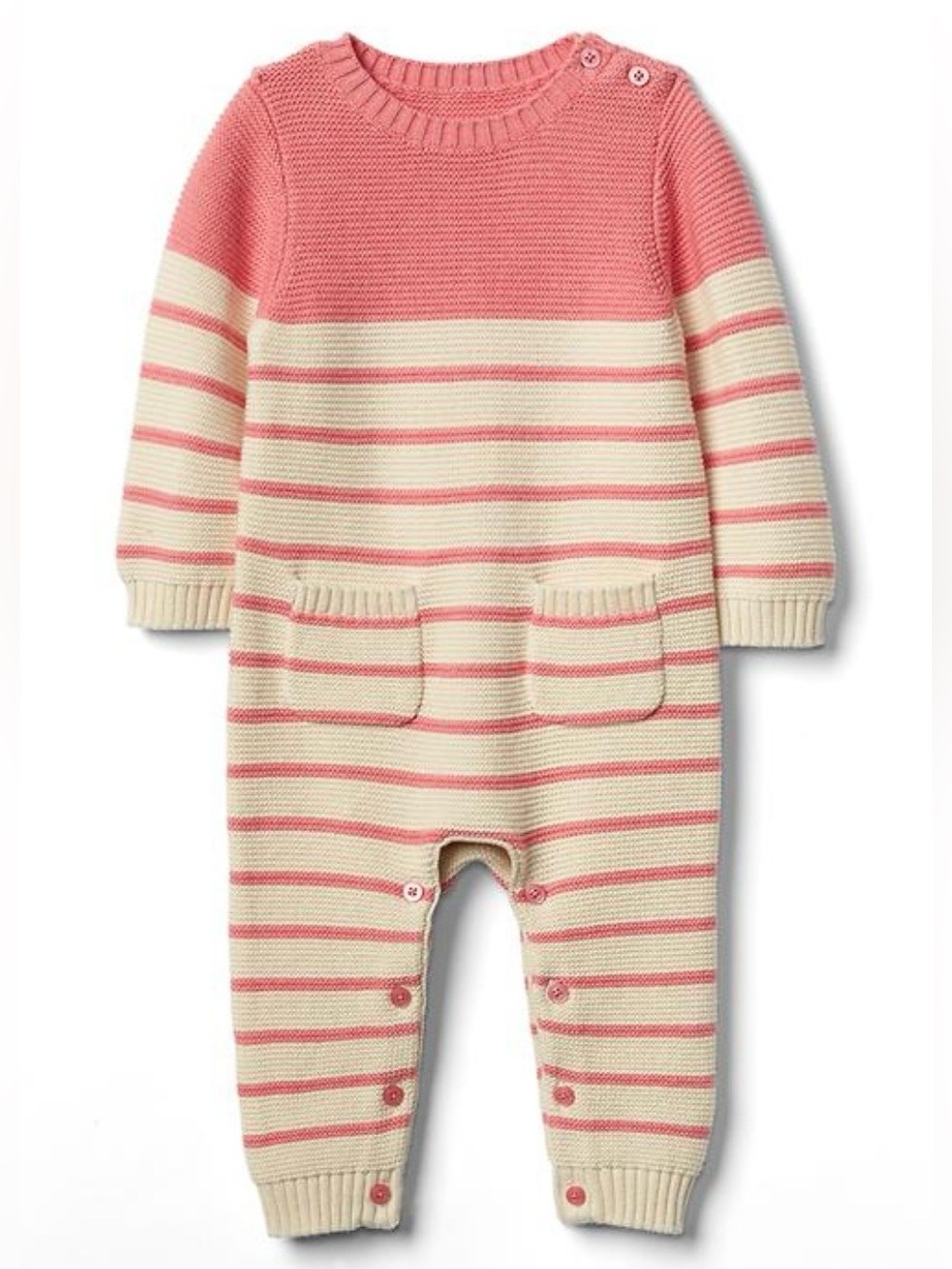 GAP Baby Brannan Stripe One-Piece in Pink Heather | Size 12-18m